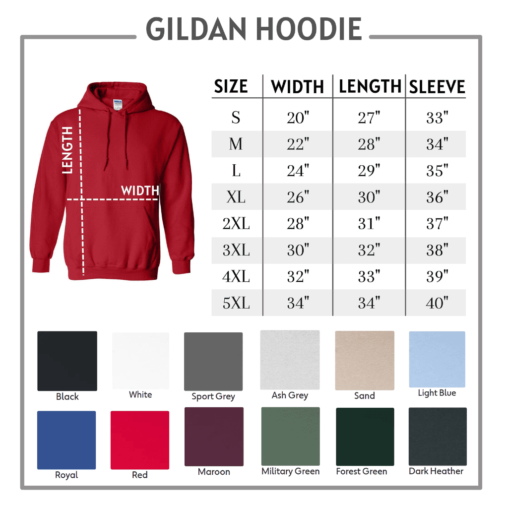 Gildan Hoodie Size Chart