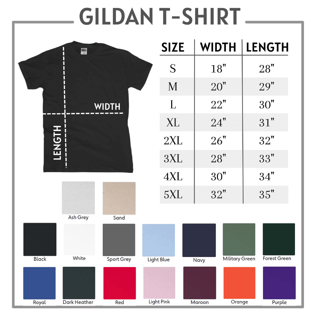 Gildan T-Shirt Size Chart