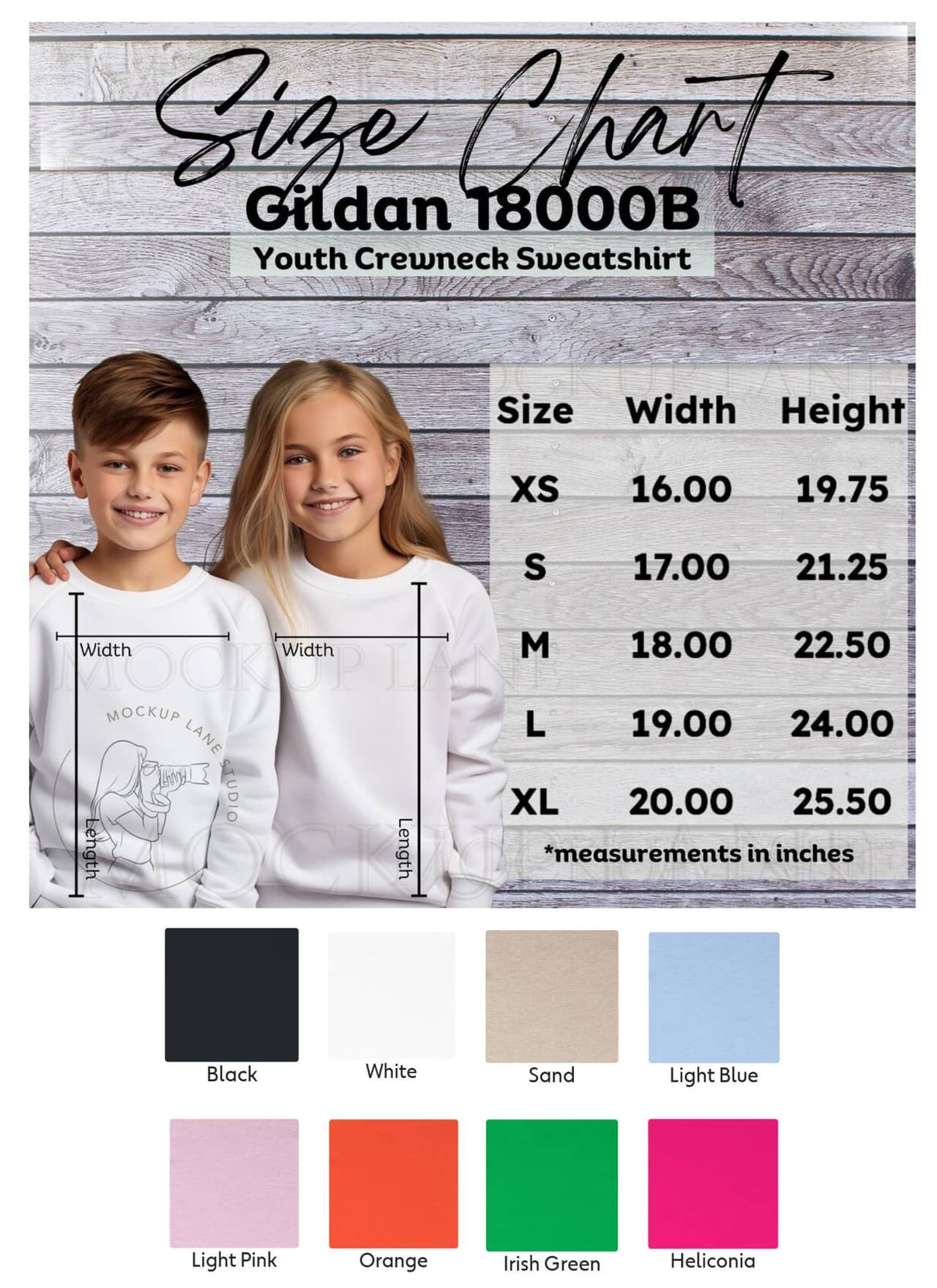 Gildan Youth Sweatshirt Size Chart