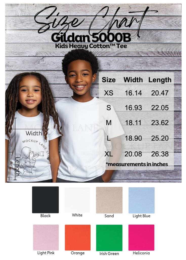 Gildan Youth T-Shirt Size Chart