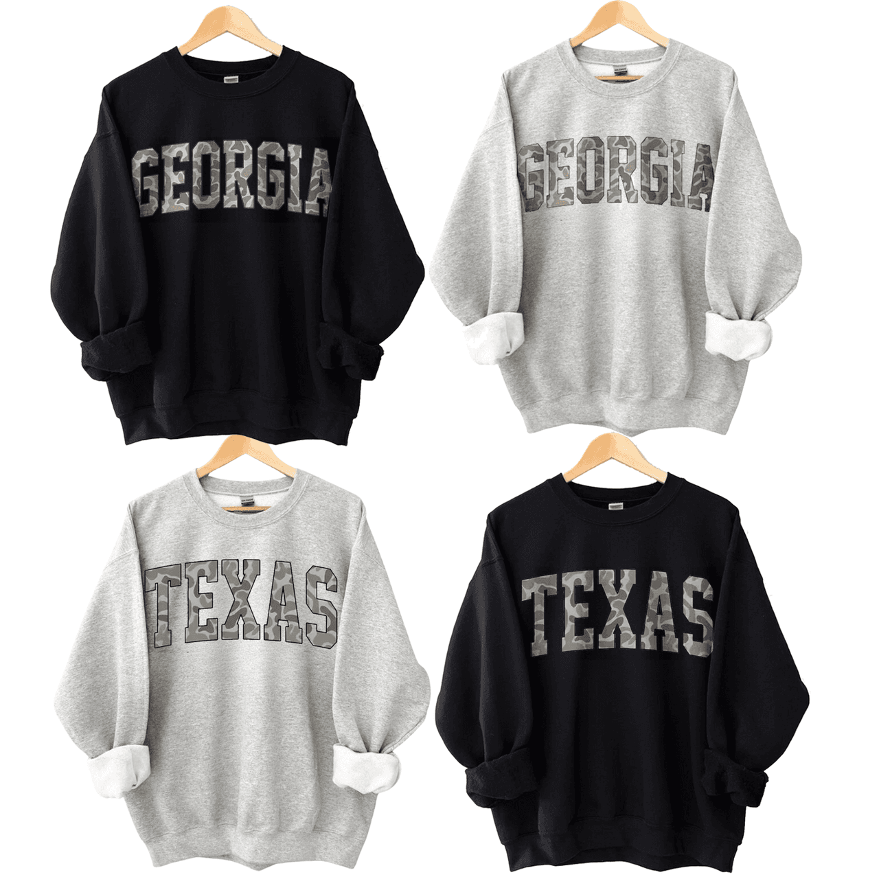 Sudadera con Capucha Camo con Nombre del Estado, Camiseta Universitaria con Nombre del Estado, Hoodie Varsity Camuflaje del Estado – image 1, camo state sweatshirt, state college varsity tee, varsity camouflage hoodie, state pride apparel, college spirit wear, camo varsity shirt, state name hoodie