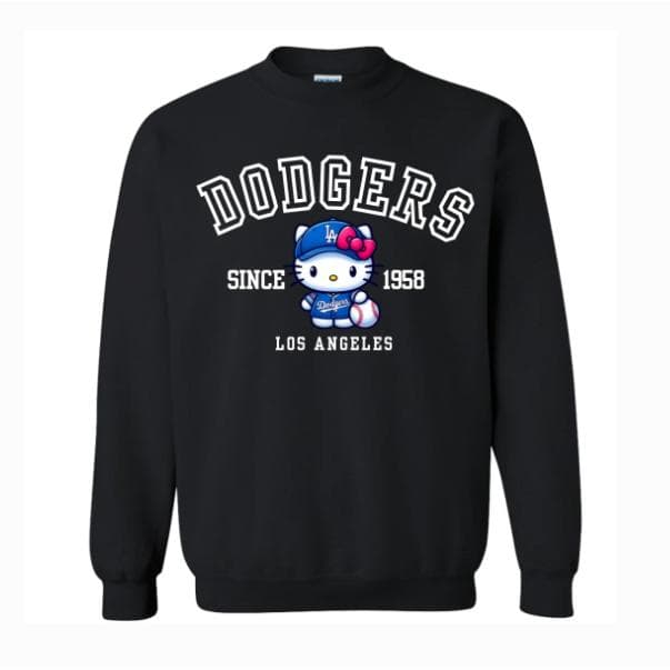 Sudadera 1958 Dodgerss K!tty, Crewneck Azul y Camiseta Vintage Béisbol Fan – image 1, LA Dodgers Tee, LA Dodgers Shirt, LA Dodgers Sweatshirt, LA Dodgers Hoodie, LA Dodgers Clothes