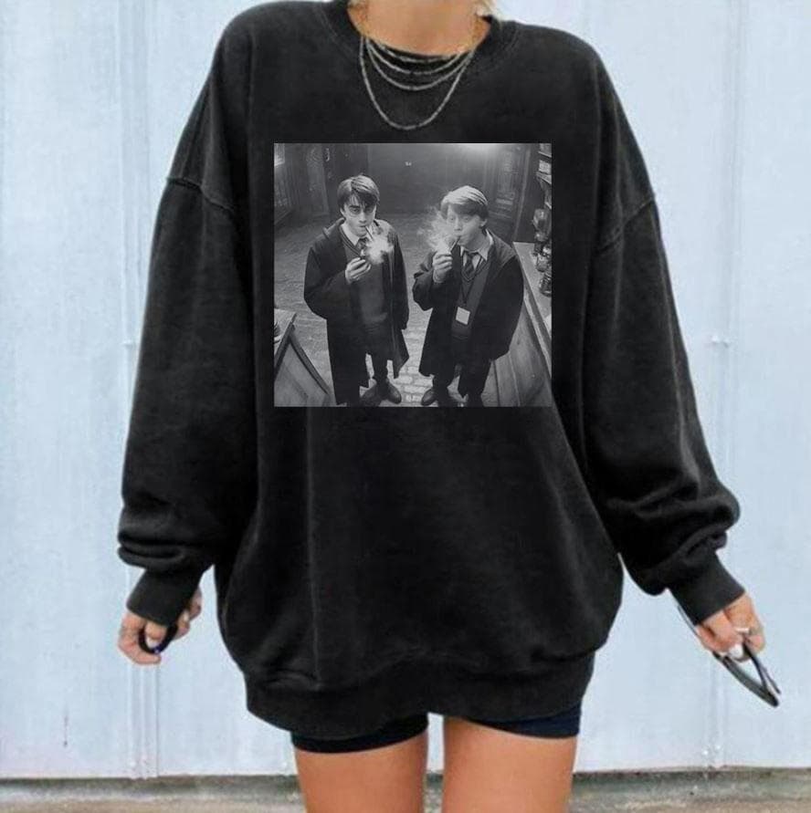 90s Funny Harry & Ron Smoking Potter Meme Shirt, Sweatshirt, Hoodie – image 1, Harry Potter Tee, Harry Potter Merch, Harry Potter Shirt, Harry Potter Sweatshirt, Harry Potter Hoodie, Harry Potter Clothes