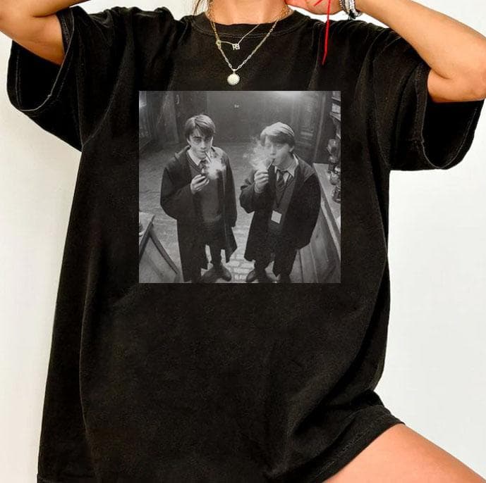 90s Funny Harry & Ron Smoking Potter Meme Shirt, Sweatshirt, Hoodie – image 2, Harry Potter Tee, Harry Potter Merch, Harry Potter Shirt, Harry Potter Sweatshirt, Harry Potter Hoodie, Harry Potter Clothes