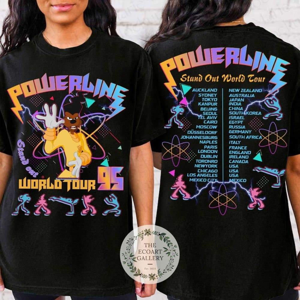 A Goofy Movie Powerline '95 World Tour Two-Sided WDW Trip Shirt – image 2, disney shirt, cameron boyce merch, disney shirts for women, disney tee shirts womens, womens disney tee, disney family shirts, disney t shirts family
