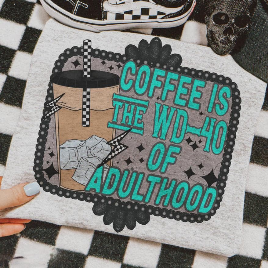 Adulthood Coffee Graphic Tshirt, Crewneck Sweatshirt cowgirl outfits clothes, western clothing, western outfit women tops, country concert outfits shirt Sweatshirt hoodie – image 1, Adulthood Coffee Tee, Adulthood Coffee Merch, Adulthood Coffee Shirt, Adulthood Coffee Sweatshirt, Adulthood Coffee Hoodie, Adulthood Coffee Clothes