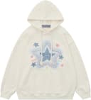 Aelfric Eden Mens Graphic Vintage Denim Star Applique Print Oversize Hoodie 3 small thumbnail