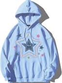Aelfric Eden Mens Graphic Vintage Denim Star Applique Print Oversize Hoodie 2 small thumbnail