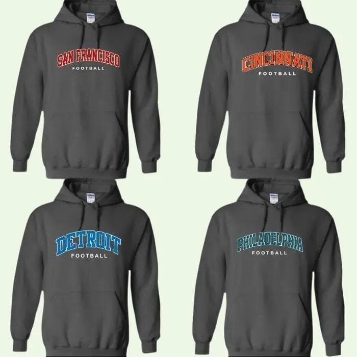 Hoodie de Todos los Equipos de Fútbol con Logo y Diseño Gráfico, Dallas, Chicago, San Francisco, New England... – image 2, NFL Tee, San Francisco 49ers Tee, Dallas Cowboys Tee, Detroit Lions Tee, Kansas City Chiefs Tee, Tampa Bay Buccaneers Tee, Arizona Cardinals Tee