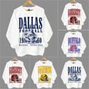 All Team Football Sweatshirt , Vintage White Football Sweatshirt, Sweatshirt 1 small thumbnail
