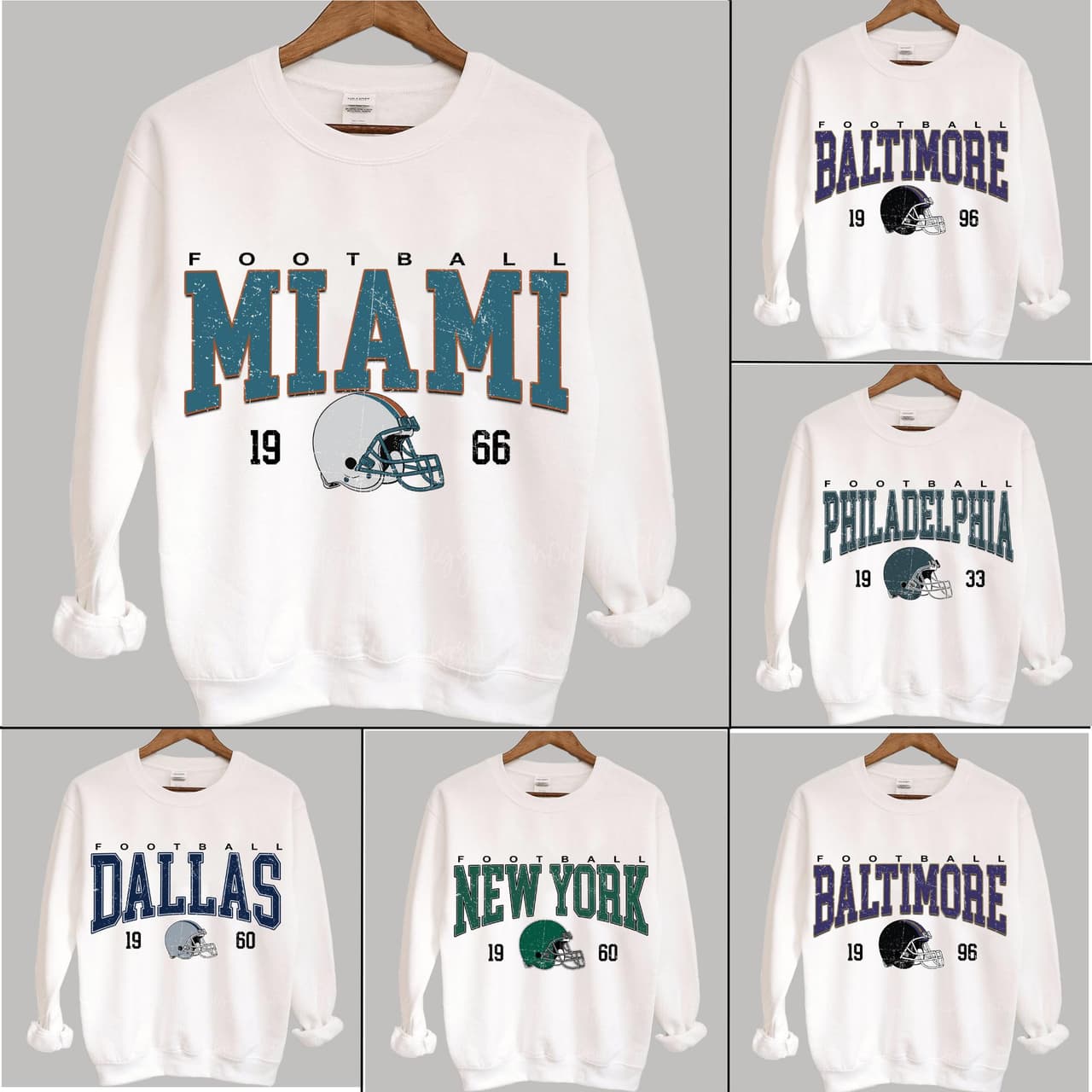 Sudadera blanca todos los equipos de fútbol, con logo grande vintage, sudadera de ciudad natal – image 1, NFL Tee, San Francisco 49ers Tee, Dallas Cowboys Tee, Detroit Lions Tee, Kansas City Chiefs Tee, Tampa Bay Buccaneers Tee, Arizona Cardinals Tee
