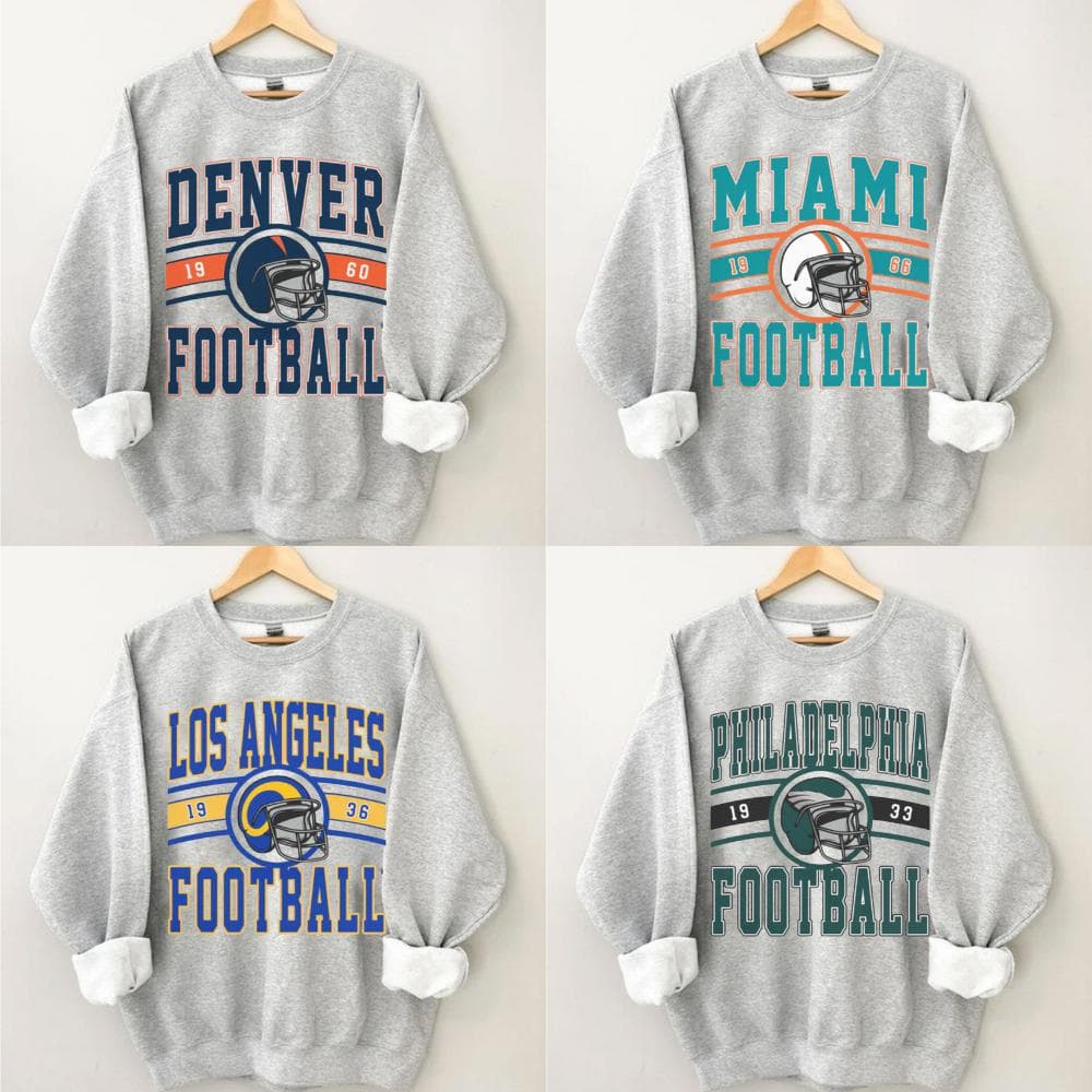 All Team Vintage Football Sweatshirt With Helmet, Hoodie For Football Fan, Classic T-Shirt – image 2, NFL Tee, San Francisco 49ers Tee, Dallas Cowboys Tee, Detroit Lions Tee, Kansas City Chiefs Tee, Tampa Bay Buccaneers Tee, Arizona Cardinals Tee