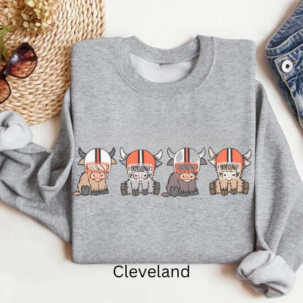 All Teams Football Highland Cow Sweatshirts, Vintage Unisex Sweatshirt – image 4, NFL Tee, San Francisco 49ers Tee, Dallas Cowboys Tee, Detroit Lions Tee, Kansas City Chiefs Tee, Tampa Bay Buccaneers Tee, Arizona Cardinals Tee