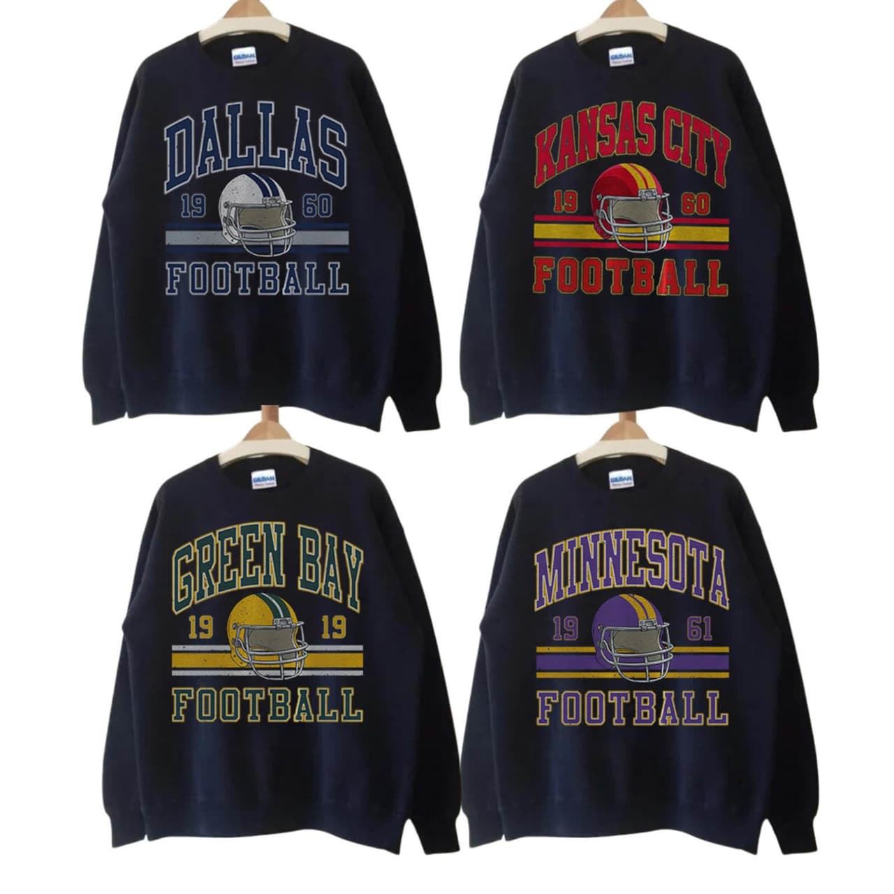 All Teams Football Sweatshirt, Vintage Football Shirt, Classic Fit Unisex Men Women Sweater Long Sleeve – image 1, NFL Tee, San Francisco 49ers Tee, Dallas Cowboys Tee, Detroit Lions Tee, Kansas City Chiefs Tee, Tampa Bay Buccaneers Tee, Arizona Cardinals Tee