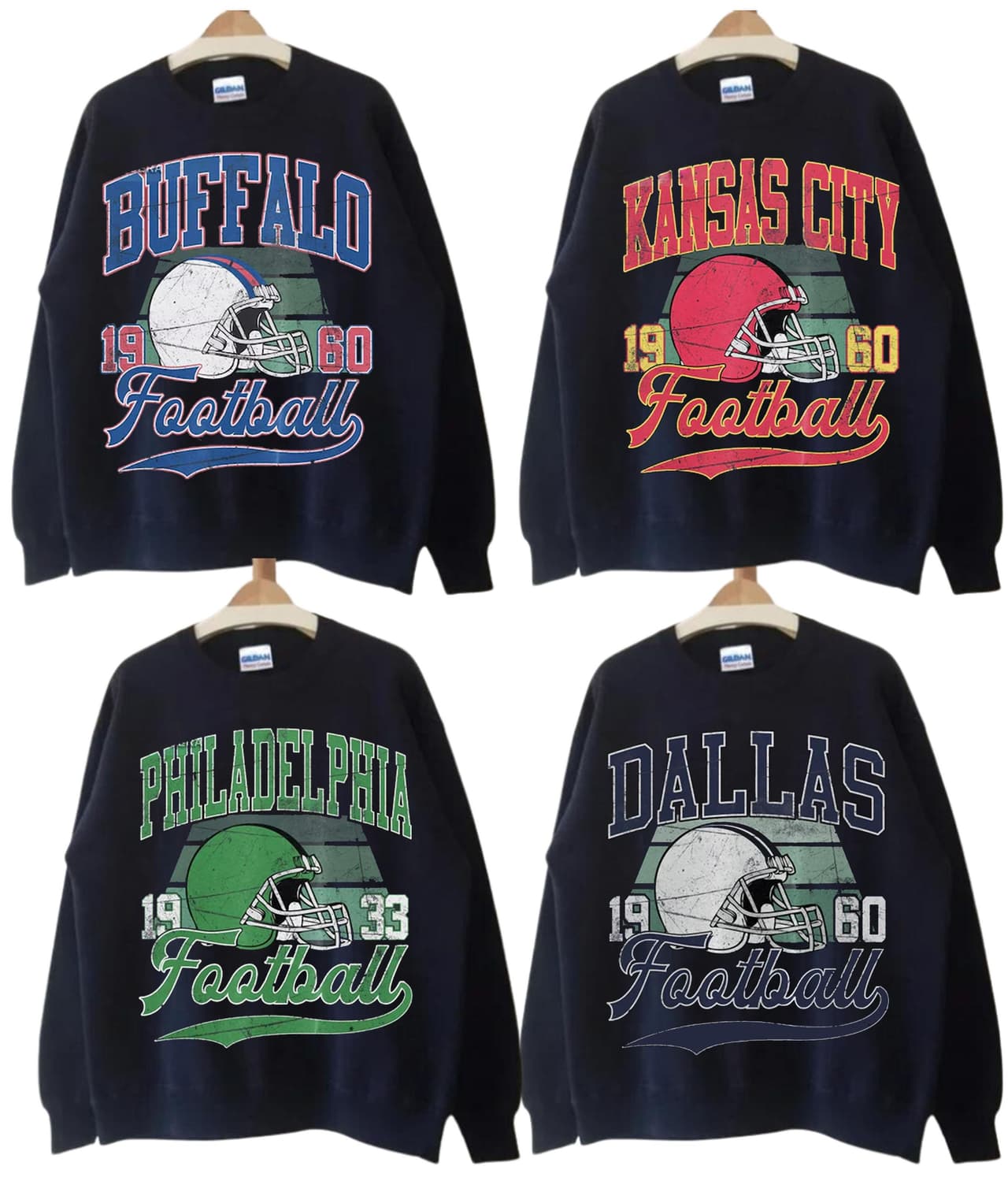 Todos los Equiposs Fútbol Americano Vintage Estilo Cuello Redondo Sudadera, Vintage Todos los Equiposs Fútbol Americano Camiseta, Hoodie – image 1, NFL Tee, San Francisco 49ers Tee, Dallas Cowboys Tee, Detroit Lions Tee, Kansas City Chiefs Tee, Tampa Bay Buccaneers Tee, Arizona Cardinals Tee
