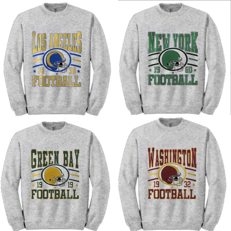 All Teams Football Vintage Sweatshirt Ver 1, Basic Sweatshirt for Men and Women – image 1, NFL Tee, San Francisco 49ers Tee, Dallas Cowboys Tee, Detroit Lions Tee, Kansas City Chiefs Tee, Tampa Bay Buccaneers Tee, Arizona Cardinals Tee