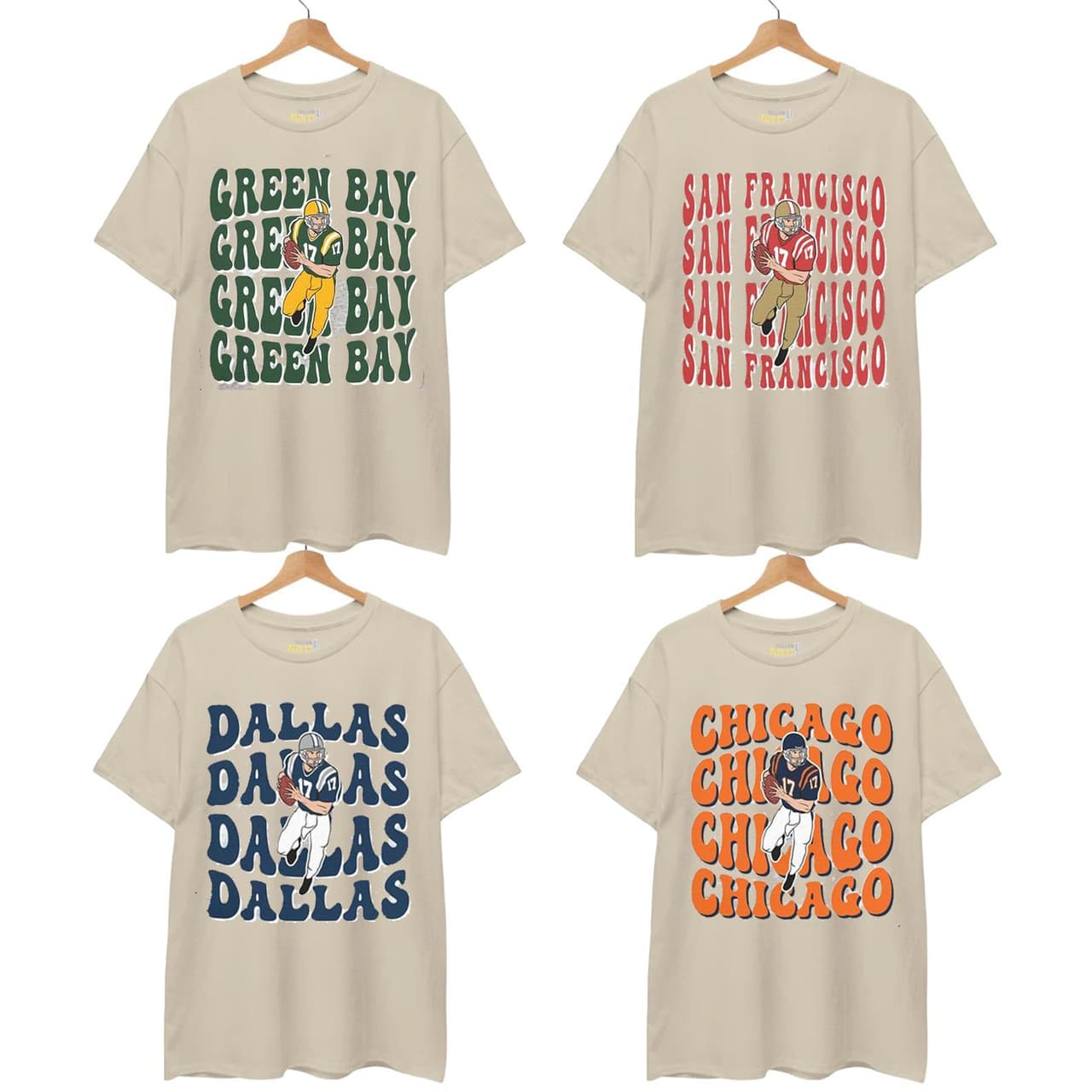 Camiseta de Fútbol Vintage de Todos los Equipos, Regalo Ideal para Aficionados – image 1, NFL Tee, San Francisco 49ers Tee, Dallas Cowboys Tee, Detroit Lions Tee, Kansas City Chiefs Tee, Tampa Bay Buccaneers Tee, Arizona Cardinals Tee