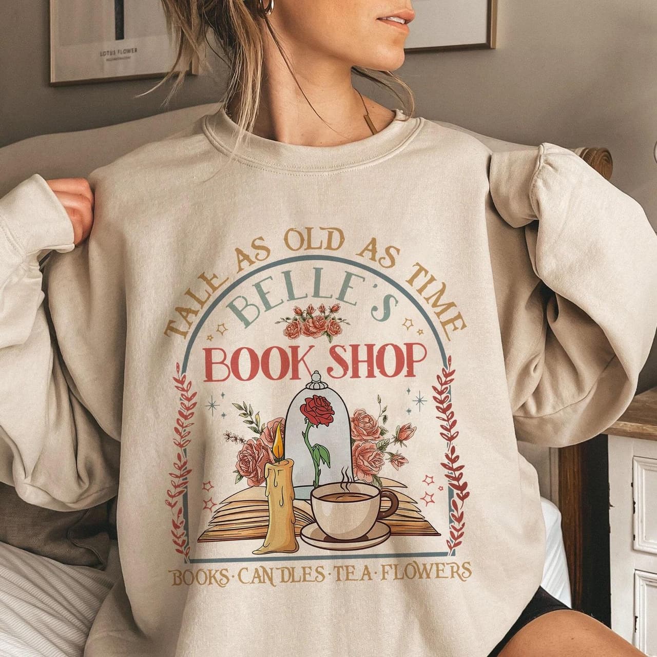Belle's Book Shop Tee - Tale As Old As Time Bookworm Shirt – image 1, Belle's Book Shop Tee, Belle's Book Shop Merch, Belle's Book Shop Shirt, Belle's Book Shop Sweatshirt, Belle's Book Shop Hoodie, Belle's Book Shop Clothes