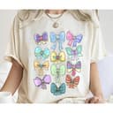 Cartoon Princess Coquette Bow T-Shirt - Cute Ribbons Pastel Colors 1 small thumbnail