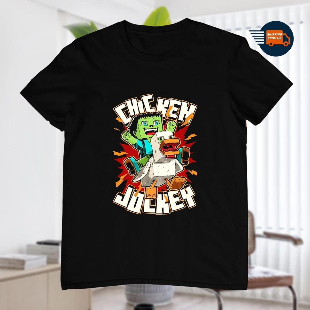 Chicken Jockey T-Shirt, Gift for Game Lover Chicken, Minecraft Quirky Cotton Graphic Sweatshirt or hoodie – image 2, Chicken Jockey Tee, chicken jockey shirt, chicken jockey sweatshirt, chicken jockey hoodie, Vintage Lava Chicken Shirt