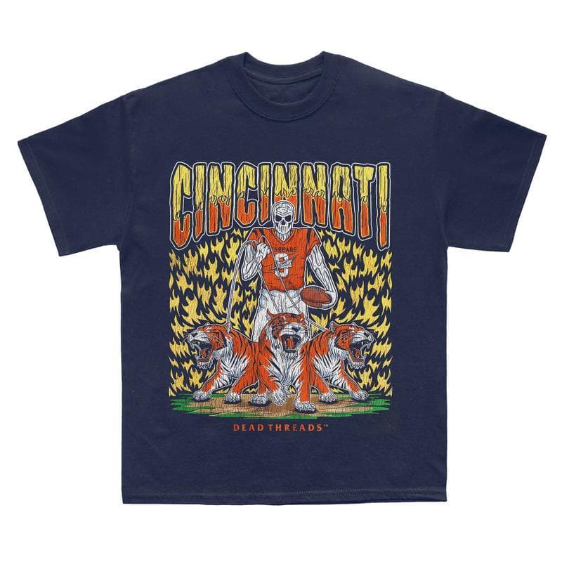 Camiseta Gráfica Deadman's Cincinnati Bengals - Algodón Hombre y Mujer – image 4, Cincinnati Bengals Tee, cincinnati bengals hooded sweatshirt, cincinnati bengals gear, cincinnati bengals merch, cincinnati bengals shirt, bengals shirts, joe burrow tshirt