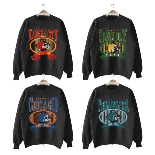 Classic Football Crewneck Sweatshirt - For All Team – image 1, NFL Tee, San Francisco 49ers Tee, Dallas Cowboys Tee, Detroit Lions Tee, Kansas City Chiefs Tee, Tampa Bay Buccaneers Tee, Arizona Cardinals Tee