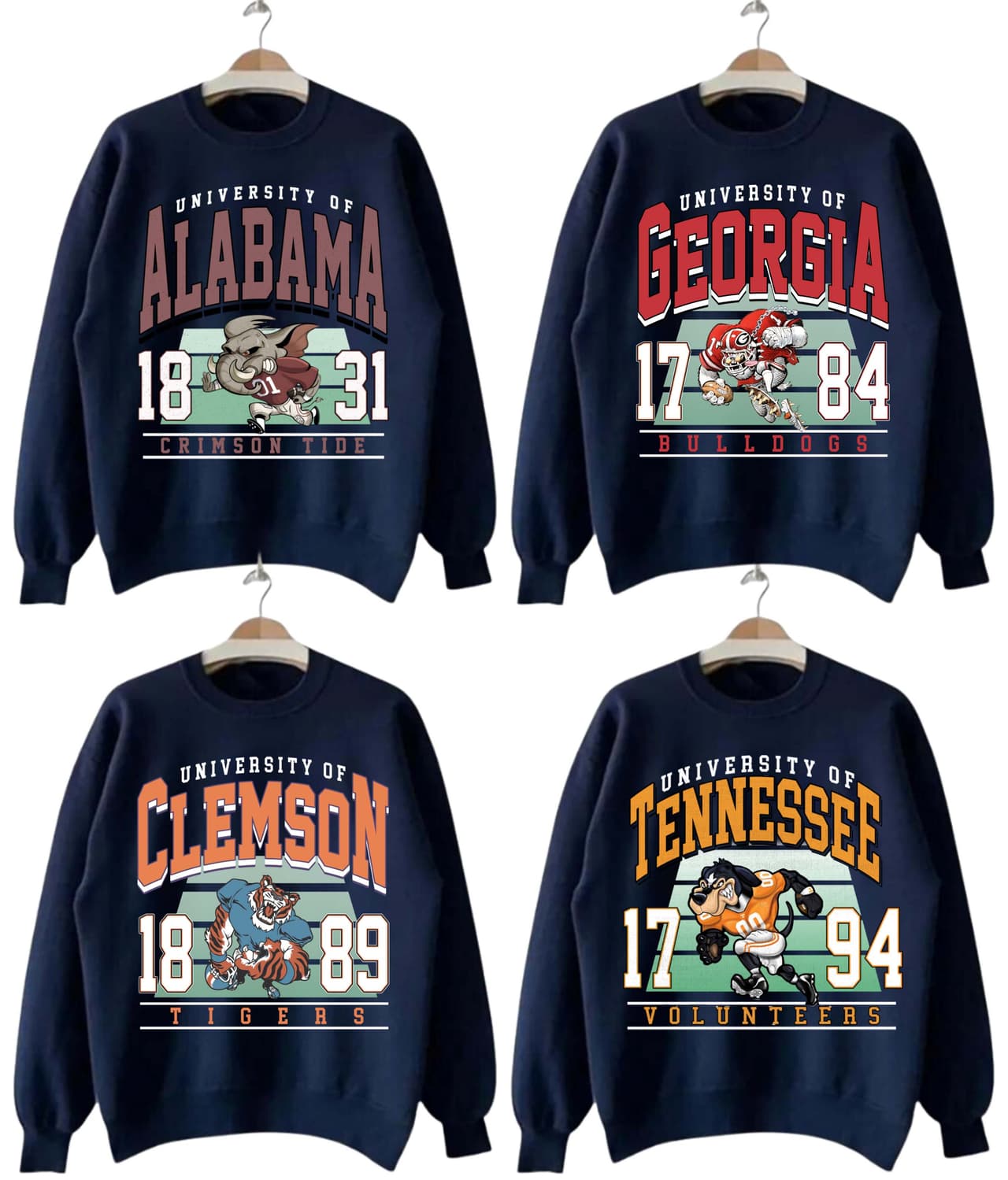 Sudadera Clásica Vintage NCAA de Todos los Equipos con Cuello Redondo para Aficionados al Fútbol – image 1, Vintage College Tee, NCAA T-Shirt, Alabama Crimson Tide tshirt, Ohio State Buckeyes tshirt, Texas Longhorns tshirt, Georgia Bulldogs tshirt, Michigan Wolverines tshirt