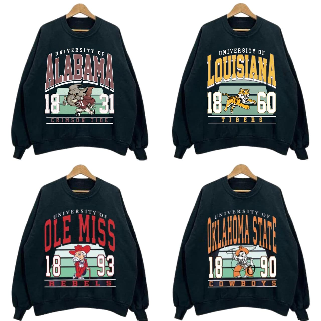 Sudadera Clásica Vintage NCAA de Todos los Equipos con Cuello Redondo para Aficionados al Fútbol – image 3, Vintage College Tee, NCAA T-Shirt, Alabama Crimson Tide tshirt, Ohio State Buckeyes tshirt, Texas Longhorns tshirt, Georgia Bulldogs tshirt, Michigan Wolverines tshirt