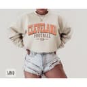 Cleveland Vintage Football Fan Crewneck Sweatshirt Game Day 3 small thumbnail