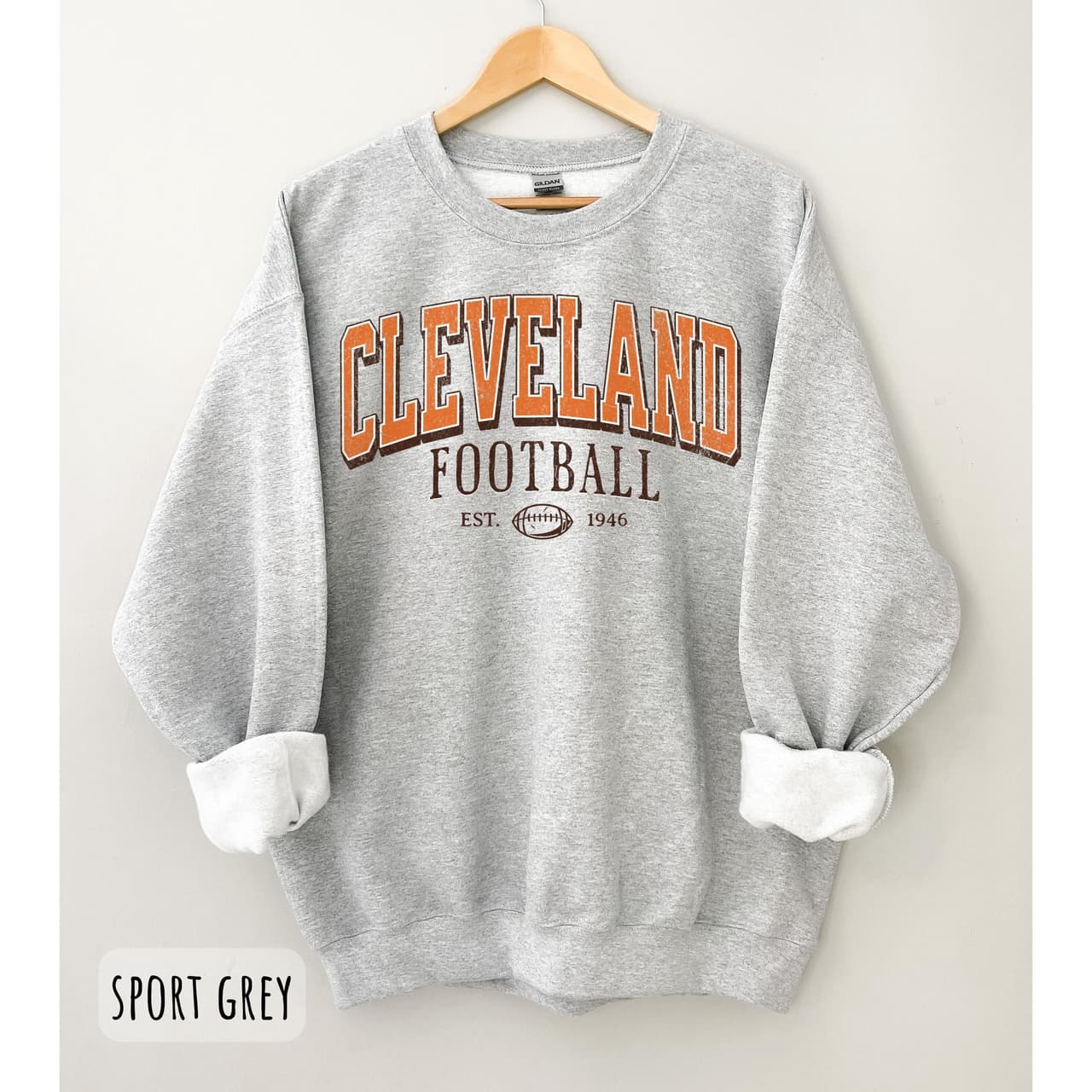 Cleveland Vintage Football Fan Crewneck Sweatshirt Game Day – image 4, Cleveland Browns Tee, browns shirts, browns hooded sweatshirt, cleveland browns shirt, cleveland browns t shirt, cleveland browns tee shirts, cleveland browns football shirts