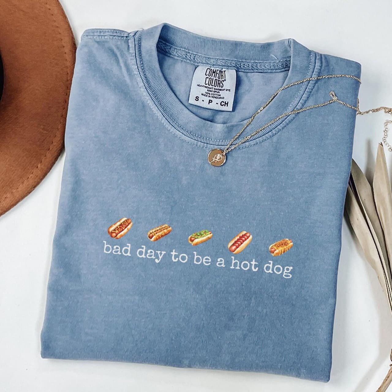 Comfort Colors Bad Day Hotdog T-Shirt - Funny Retro Women's Gift – image 1, Hot Dog Tee, Hot Dog Merch, Hot Dog Shirt, Hot Dog Sweatshirt, Hot Dog Hoodie, Hot Dog Clothes