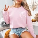 Coquette Bow Shirt & Crewneck Sweater - Trendy Minimalist Gift For Her 1 small thumbnail