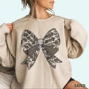 Coquette Camo Bow Bottomland Hunting Camo Crewneck Sweatshirt 1 small thumbnail