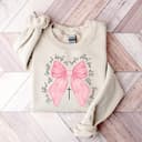 Sudadera Coquette Cristiana con Lazo Rosa de Fe para Mujer 1 small thumbnail