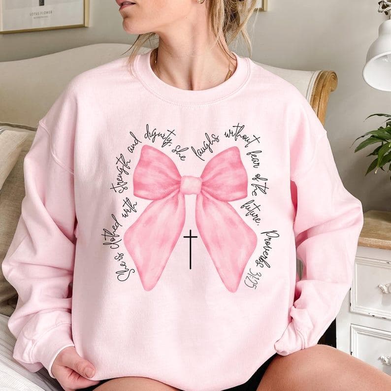 Sudadera Coquette Cristiana con Lazo Rosa de Fe para Mujer – image 2, Christian Coquette Tee, Christian Coquette Merch, Christian Coquette Shirt, Christian Coquette Sweatshirt, Christian Coquette Hoodie, Christian Coquette Clothes
