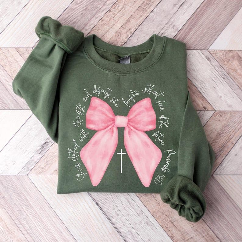 Sudadera Coquette Cristiana con Lazo Rosa de Fe para Mujer – image 3, Christian Coquette Tee, Christian Coquette Merch, Christian Coquette Shirt, Christian Coquette Sweatshirt, Christian Coquette Hoodie, Christian Coquette Clothes