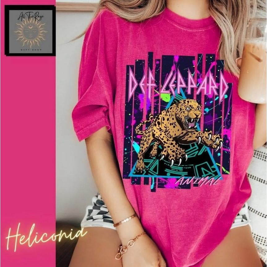 Def Leppard 80s Vintage Rock Band Neon Graphic Tee Unisex – image 1, Def Leppard Tee, Def Leppard Merch, Def Leppard Shirt, Def Leppard Sweatshirt, Def Leppard Hoodie, Def Leppard Clothes