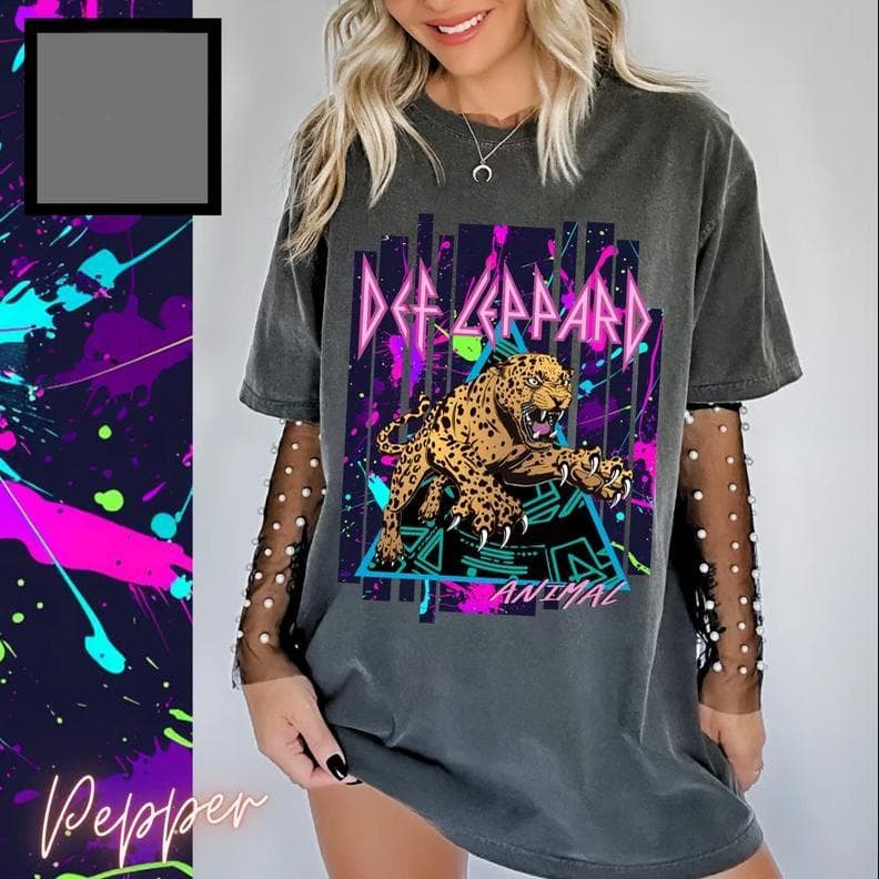 Def Leppard Neon 80s Vintage Band Graphic T-Shirt Retro Concert Tee – image 1, Def Leppard Tee, Def Leppard Merch, Def Leppard Shirt, Def Leppard Sweatshirt, Def Leppard Hoodie, Def Leppard Clothes