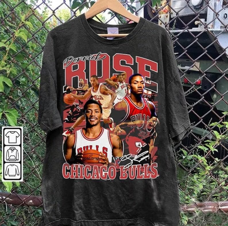 Derrick Rose Camiseta Vintage de los 90 - Camiseta Retro de Baloncesto Americano Unisex – image 2, Derrick Rose Tee, Derrick Rose Merch, Derrick Rose Shirt, Derrick Rose Sweatshirt, Derrick Rose Hoodie, Derrick Rose Clothes