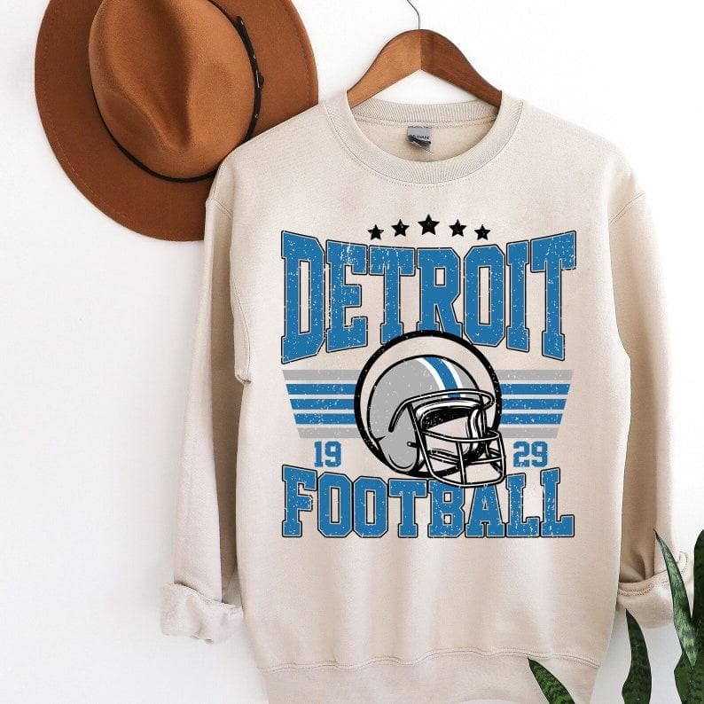 Detroit Football Crewneck, Vintage Sweatshirt, Game Day Pullover, 90s Sweater,Vintage Detroit Football Crewneck Sweatshirt, Detroit Football Sweatshirt, Detroit Shirt, Tshirt trending , clothes Gift for Boyfriend, Gift for Girlfriend – image 1, Detroit Lions Tee, detroit lions shirt, detroit lions tee shirts, detroit lions football shirt, detroit lions sweat shirt, nflshop lions, lions sweatshirt