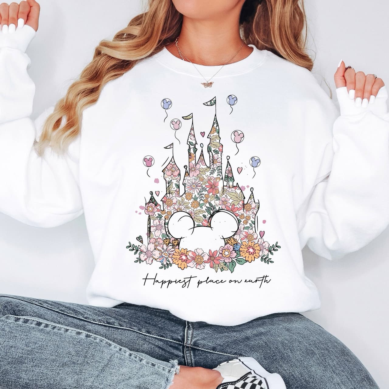 Disney Magic Kingdom Castle Floral Shirt - Happiest Place on Earth – image 2, disney shirt, cameron boyce merch, disney shirts for women, disney tee shirts womens, womens disney tee, disney family shirts, disney t shirts family
