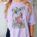 Disney Mickey Fantasia Sorcerer Wizard Retro Comfort Shirt, Magic Kingdom Trip Family Tee 4 small thumbnail