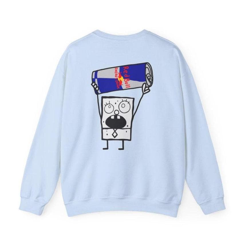 Doodlebob Red Bull Divertido Crewneck Sweatshirt y Hoodie – image 1, Red Bull Tee, Red Bull Merch, Red Bull Shirt, Red Bull Sweatshirt, Red Bull Hoodie, Red Bull Clothes