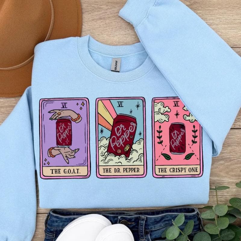 Dr. Pepper Tarot Card Crewneck Sweatshirt - Handmade Gift – image 2, Dr Pepper Tee, Dr Pepper Merch, Dr Pepper Shirt, Dr Pepper Sweatshirt, Dr Pepper Hoodie, Dr Pepper Clothes