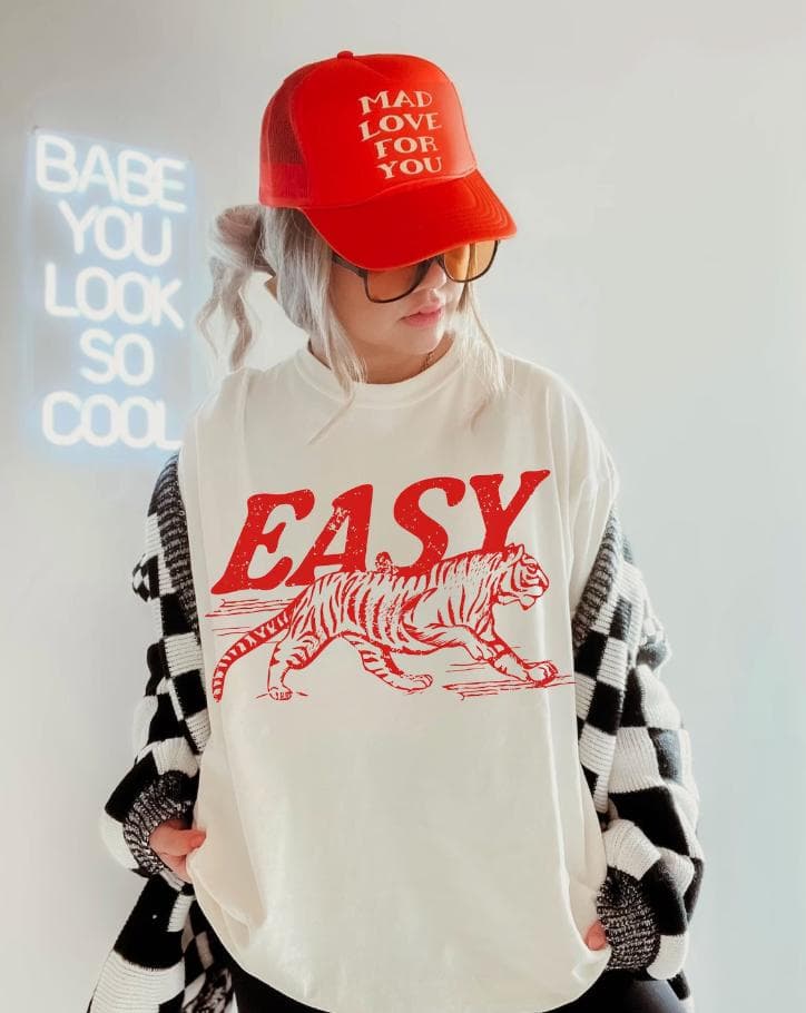 Easy Tiger Tee, Unisex Comfort Colors, Vintage Inspired Sweatshirt, Trendy Tiger Hoodie, Boho Hippie Clothes – image 1, Easy Tiger Tee, Easy Tiger Shirt, Easy Tiger Sweatshirt, Easy Tiger Hoodie, Easy Tiger Clothes