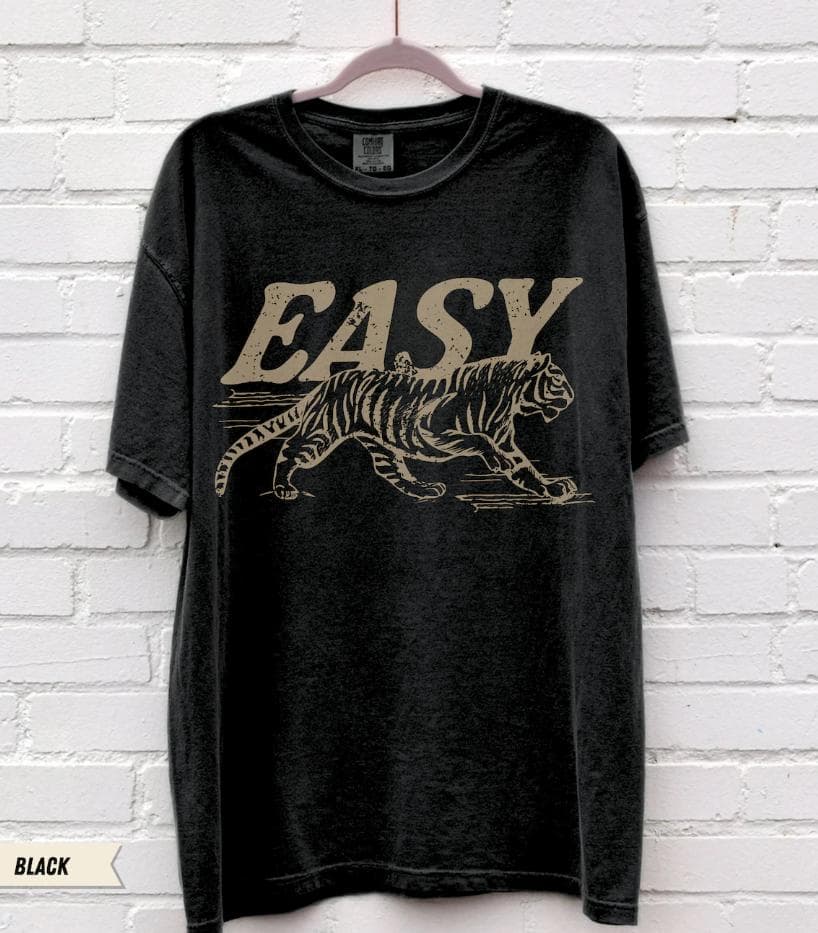 Easy Tiger Tee, Unisex Comfort Colors, Vintage Inspired Sweatshirt, Trendy Tiger Hoodie, Boho Hippie Clothes – image 3, Easy Tiger Tee, Easy Tiger Shirt, Easy Tiger Sweatshirt, Easy Tiger Hoodie, Easy Tiger Clothes
