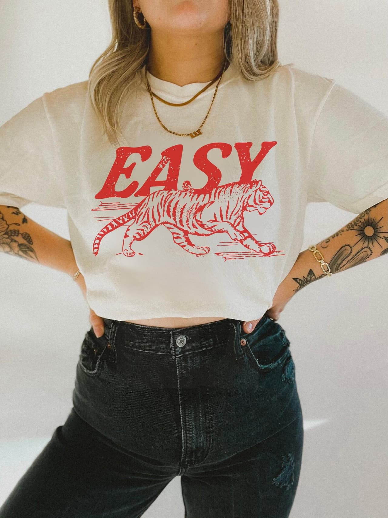 Easy Tiger Tee, UNISEX Vintage Inspired Sweatshirt, Trendy Tiger Hoodie, Retro Festival Clothing Oversized Tee Boho Hippie – image 4, Easy Tiger Tee, Easy Tiger Shirt, Easy Tiger Sweatshirt, Easy Tiger Hoodie