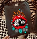 Edgy Flaming Gambling Lips Graphic Tee - Vintage Western Outfits for Women 1 small thumbnail