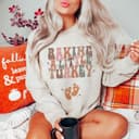 Fall Baking Little Turkey Pregnancy Announcement Sweatshirt 4 small thumbnail