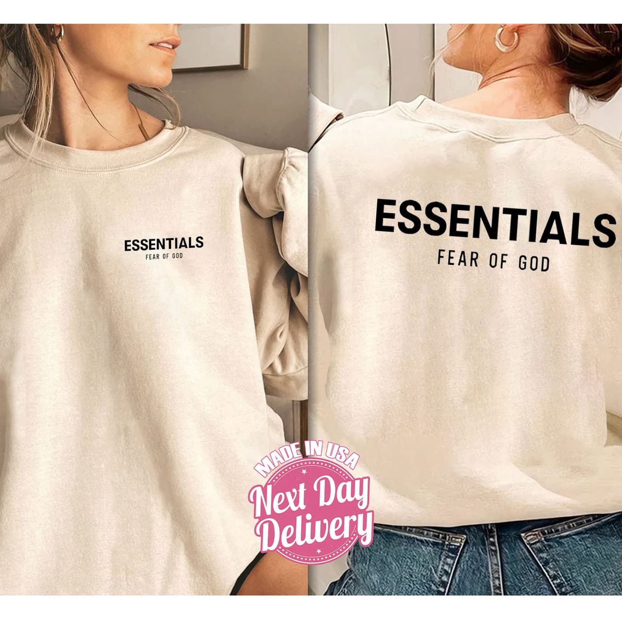 Sudadera Fear of God Essentials de 2 Caras - Light Oatmeal – image 1, Fear of God Essentials Tee, Fear of God Essentials Merch, Fear of God Essentials Shirt, Fear of God Essentials Sweatshirt, Fear of God Essentials Hoodie, Fear of God Essentials Clothes